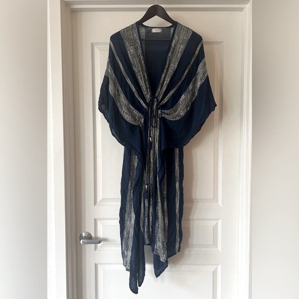 Free People Navy and Silver Wrap